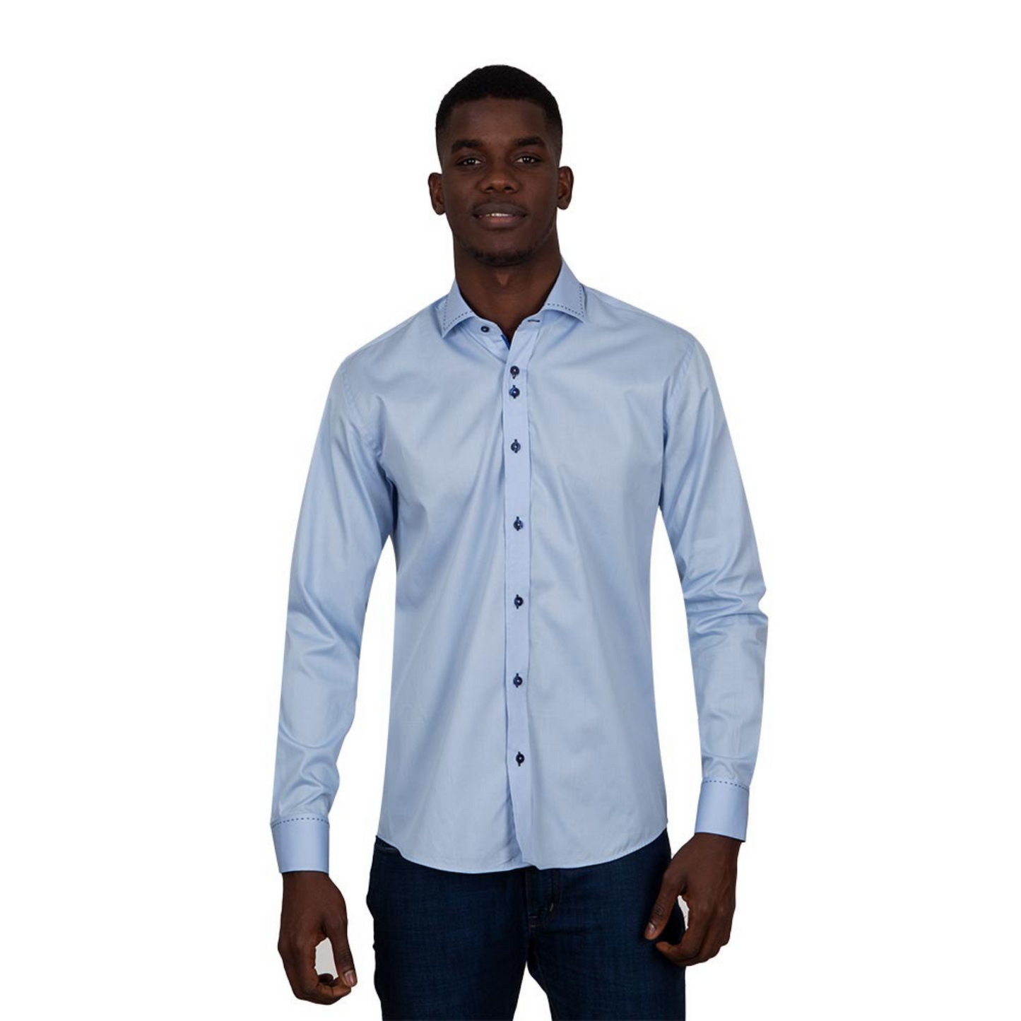 Oscar Banks, Long sleeved mens shirt with collar contrast