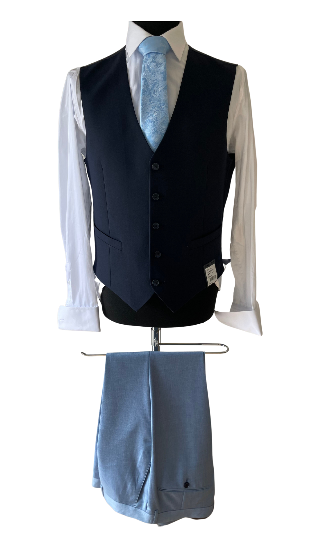 Paul Andrew Charles Blue suit with Navy waistcoat
