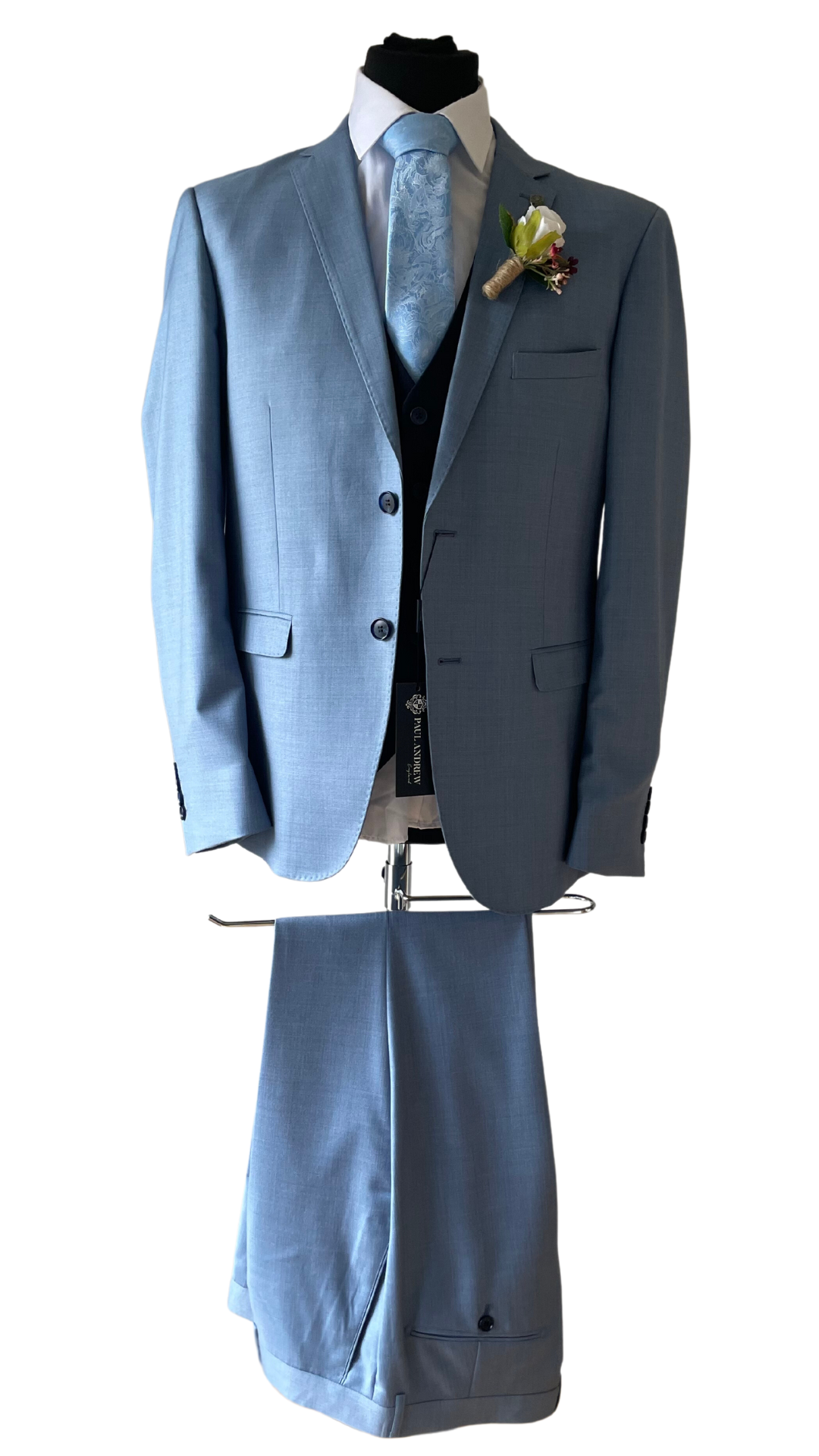 Paul Andrew Charles Blue suit with Navy waistcoat