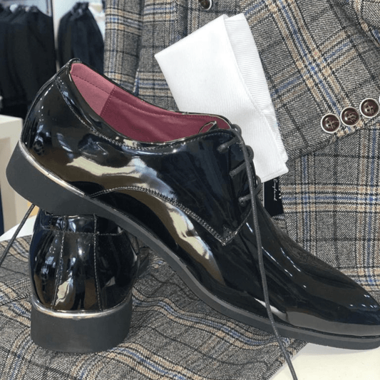 Mens Black patent shoes, comfort fit