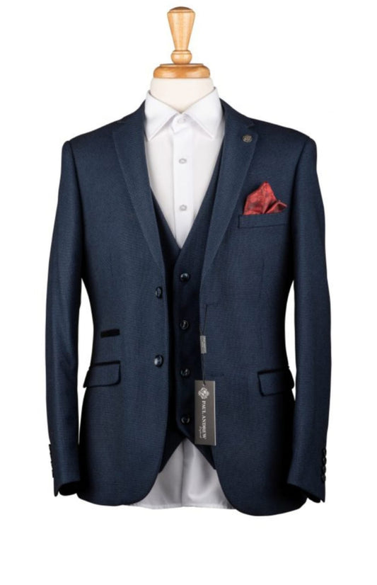 3 piece formal suit- Paul Andrews - Navy tweed suit Arthur